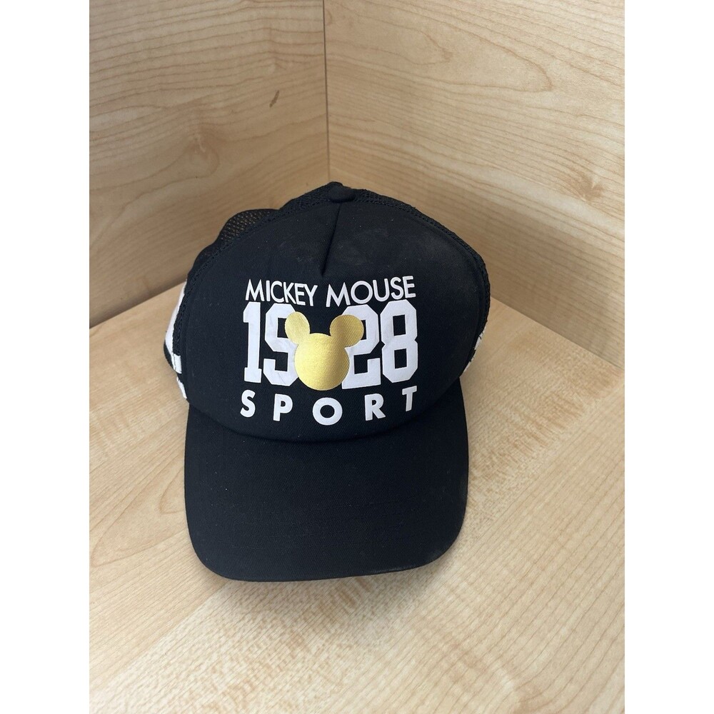 Disney Parks Mickey Mouse Sport 1928 Black Trucker Mesh Snapback Baseball Hat
